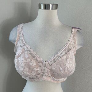 NEW Bali Minimizer Bra Womens 40D Pink Floral Lace Underwire Full Coverage 6590